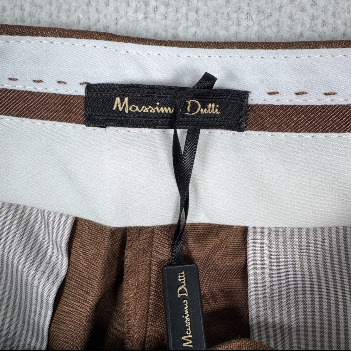 Nwt Massimo Dutti Pants Sz 2 Linen Blend Flowing High Waisted Barrel Fit Trouser — image 2 of 8